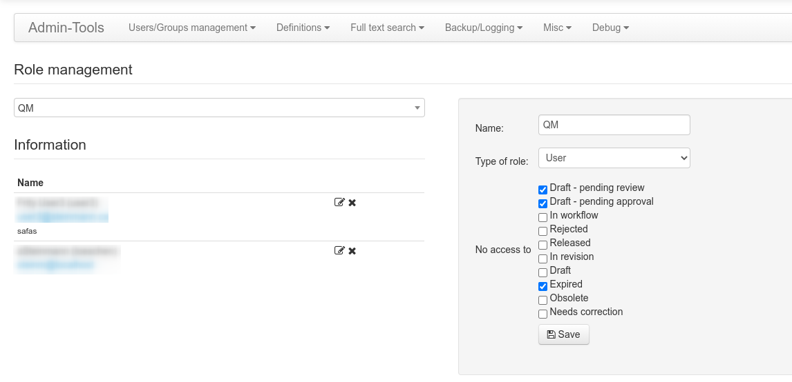 Configuring a role in the role manager